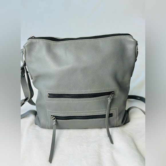 Botkier Gray Pebbled Leather Chelsea Convertible Hobo Backpack or Shoulder Bag - Picture 6 of 12